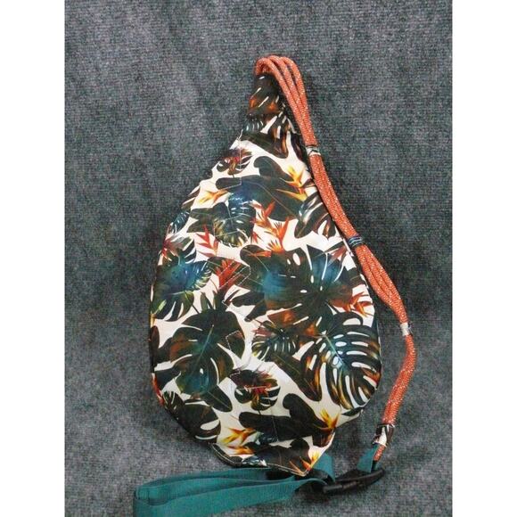 KAVU Rope Sling Bag Tropical Floral Print Crossbody Backpack Outdoor Travel Pack - Picture 2 of 11